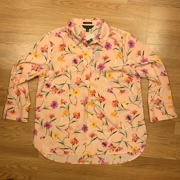 Paige Investments NWT Pink Floral Popover Blouse - Picture 3 of 13